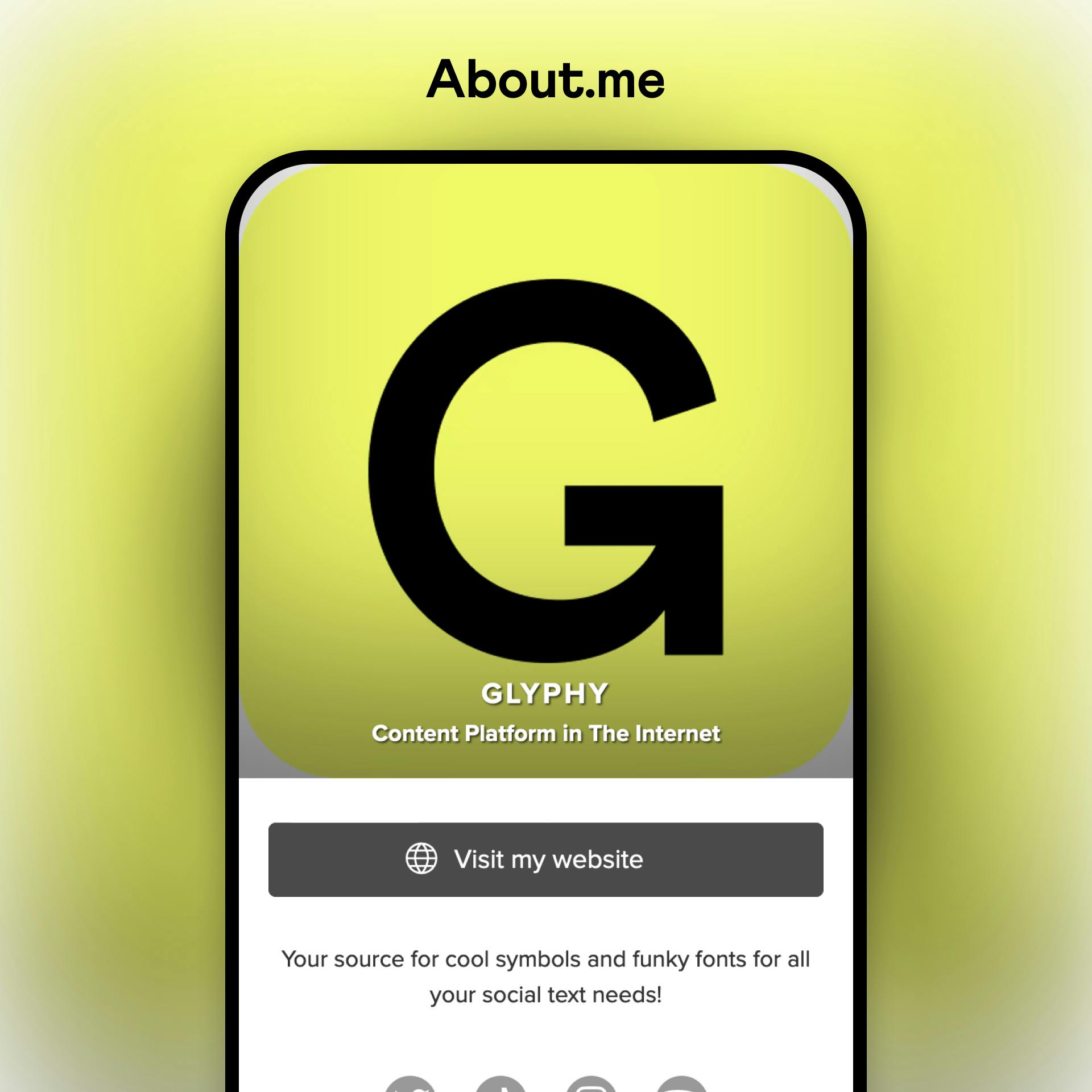 about.me link in bio example profile on a mobile device